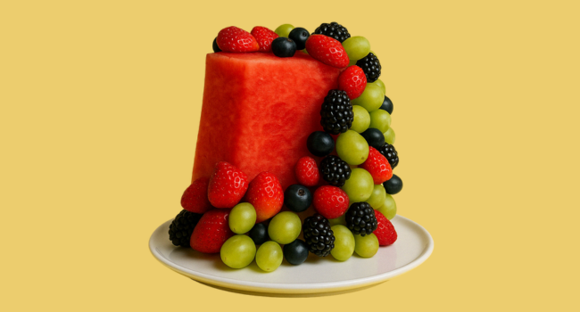 Pastel de sandia con frutas